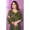Green Party Wear Satin Silk Plus Size Saree with Beads Work - 15053220671