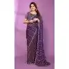 Purple Party Wear Plus Size Saree with Beads Work - 15053220673