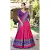 Pink Printed Tasar Silk Sparkle Work Navratri Chaniya Choli - 15055220683