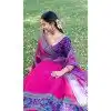 Pink Tasar Silk Printed Sparkle Work Plus Size Chaniya Choli - 15055220683