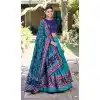 Blue Tasar Silk Printed Sparkle Work Plus Size Chaniya Choli - 15055220685