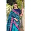 Blue Tasar Silk Printed Sparkle Work Plus Size Chaniya Choli - 15055220685