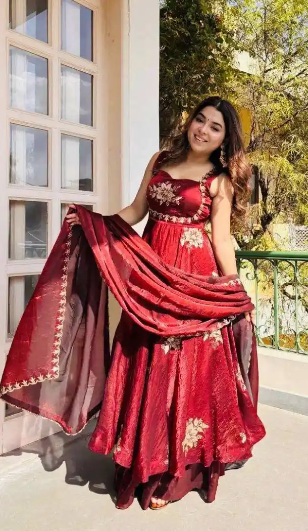 Maroon Pure Fendy Silk Embroidery Work Salwar Suit - 15063220719