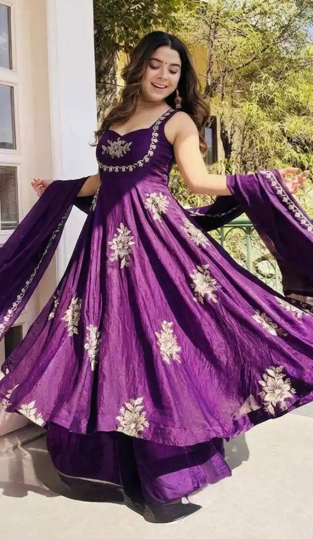 Purple Pure Fendy Silk Sequence Work Salwar Suit - 15063220721