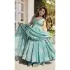 Sky Blue Pure Fendy Silk Sequence Work Plus Size Salwar Suit - 15063220722