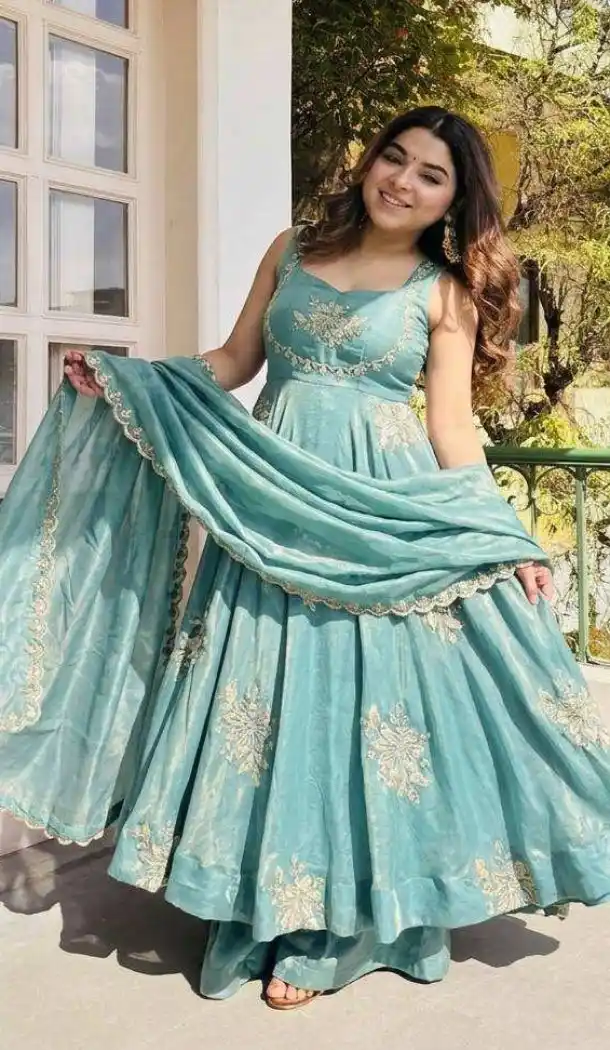 Sky Blue Fendy Silk Embroidery Work Salwar Suit - 15063220722