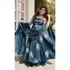 Teal Blue Fendy Silk Embroidery Work Plus Size Salwar Suit - 15063220723