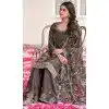 Black Premium Chinon Plus Size Palazzo Suit with Embroidery - 15067220741