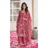 Pink Chinon Embroidery Plus Size Palazzo Suit - 15067220743