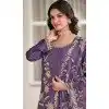 Purple Premium Chinon Plus Size Palazzo Suit with Embroidery - 15067220744