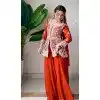 Orange Georgette Sequence Work Plus Size Palazzo Suit - 15077220762