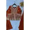 Orange Georgette Sequence Work Plus Size Palazzo Suit - 15077220762