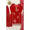 Red Faux Georgette Embroidery Plus Size Palazzo Suit - 15077220763