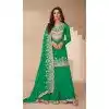 Green Real Chinon Embroidery Plus Size Palazzo Suit - 15081220776