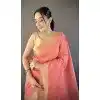 Peach Zari Checks Plus Size Traditional Soft Cotton Saree - 15094220820