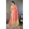 Peach Zari Checks Plus Size Traditional Soft Cotton Saree - 15094220820
