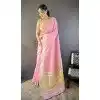 Pink Plus Size Soft Cotton Traditional Saree with Zari Checks - 15094220821