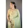 Pista Green Zari Checks Plus Size Soft Cotton Saree - 15094220822