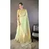 Pista Green Zari Checks Plus Size Soft Cotton Saree - 15094220822