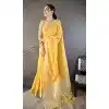 Yellow Plus Size Traditional Saree with Zari Checks - 15094220824