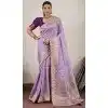 Lavender Chiffon Jacquard Work Plus Size Designer Saree - 15103220849