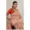 Peach Hand Dyed Chiffon Plus Size Designer Saree with Pashmina - 15103220850