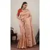 Peach Hand Dyed Chiffon Plus Size Designer Saree with Pashmina - 15103220850