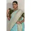 Sky Blue Chiffon Jacquard Work Plus Size Designer Saree - 15103220851