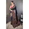 Black Pashmina Silk Zari Work Plus Size Traditional Saree - 15106220861