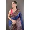 Navy Blue Plus Size Pashmina Silk Saree with Zari Weave - 15106220862