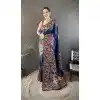 Navy Blue Plus Size Pashmina Silk Saree with Zari Weave - 15106220862