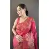 Pink Pashmina Silk Plus Size Traditional Saree with Zari Work - 15106220863