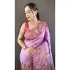 Purple Zari Weave Plus Size Pashmina Silk Saree - 15106220864