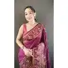 Wine Plus Size Traditional Pashmina Silk Saree with Zari Work - 15106220865
