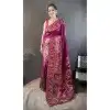 Wine Plus Size Traditional Pashmina Silk Saree with Zari Work - 15106220865