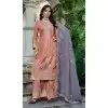 Orange Embroidered Shimmer Plus Size Palazzo Suit - 15126220961