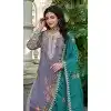 Purple Shimmer Palazzo Suit with Zari Work Plus Size - 15126220962
