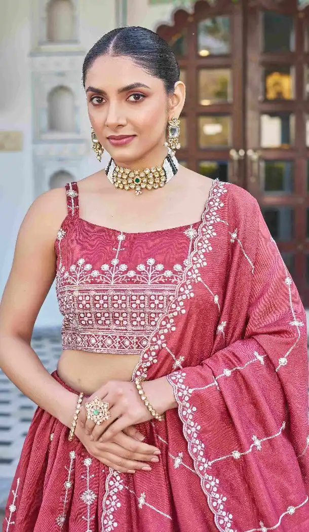 Pink Designer Silk Lehenga Choli with Sequin Work - 15132220980