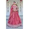 Pink Thread & Sequin Work Plus Size Silk Lehenga Choli - 15132220980