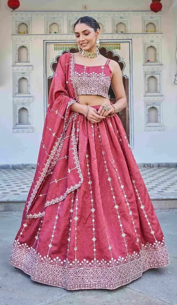 Pink Designer Silk Lehenga Choli with Sequin Work - 15132220980