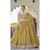 Mustard Thread Work Plus Size Silk Designer Lehenga Choli - 15132220982