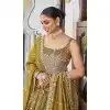 Mustard Thread Work Plus Size Silk Designer Lehenga Choli - 15132220982