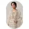 White Embroidery Work Silk Salwar Suit in Plus Sizes 15164221195