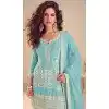 Sky Blue Embroidered Palazzo Suit for Plus Size Women 15167221202