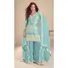 Sky Blue Embroidered Palazzo Suit for Plus Size Women 15167221202