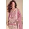Pink Chinon Palazzo Suit with Embroidery for Plus Size 15167221203