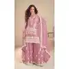 Pink Chinon Palazzo Suit with Embroidery for Plus Size 15167221203