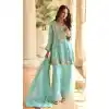 Sky Blue Embroidered Shimmer Palazzo Suit for Women 15168221206