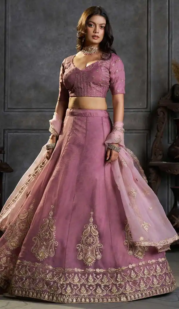 Purple Organza Designer Lehenga Choli with Embroidery Work 176182484