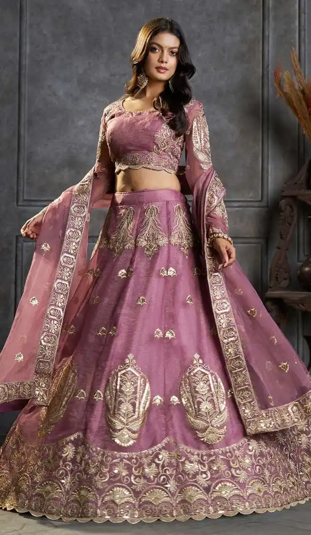Designer Purple Lehenga Choli in Organza with Embroidery Work 176182489